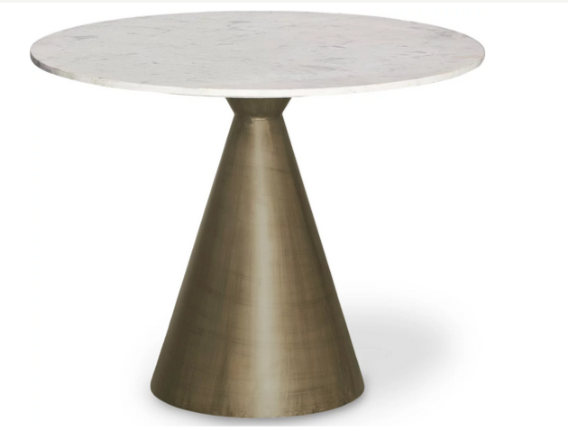 Стол обеденный CRV- Conus, Arctic ice top aged brass finish 100 см,белый