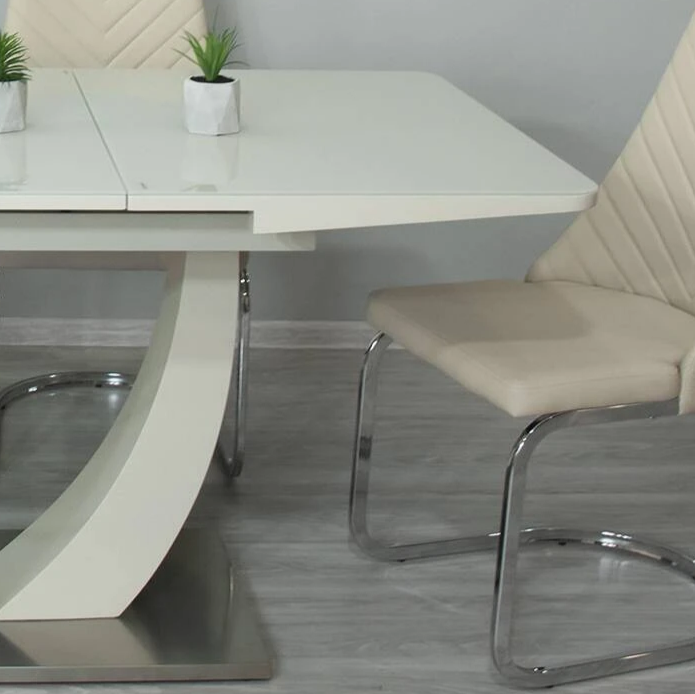 Стол обеденный модерн premium T Evro- Concord Beige T-904 (160-200*90) стекло матовое