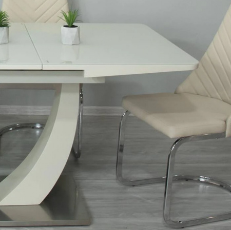 Стол обеденный модерн premium T Evro- Concord Beige T-904 (160-200*90) стекло матовое