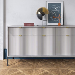 Комод Perfect Home Новая/Nova 3-дверный с 3 ящиками, черные ножки KSZ154 Серый