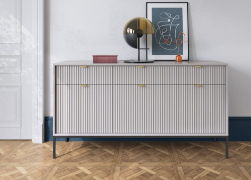 Комод Perfect Home Новая/Nova 3-дверный с 3 ящиками, черные ножки KSZ154 Серый