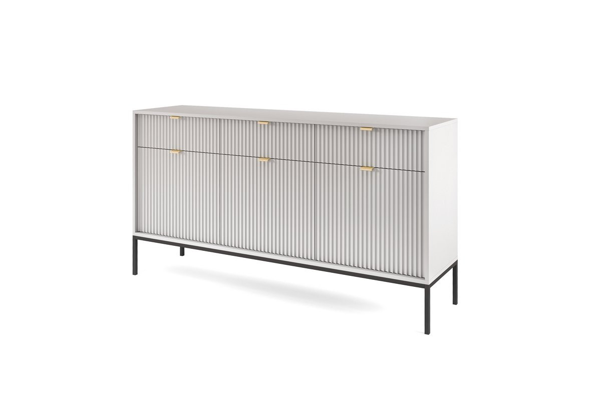 Комод Perfect Home Новая/Nova 3-дверный с 3 ящиками, черные ножки KSZ154 Серый
