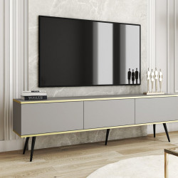 Тумба под ТВ Perfect Home Оро / Oro RTV175 3-дверная с черными ножками Серый