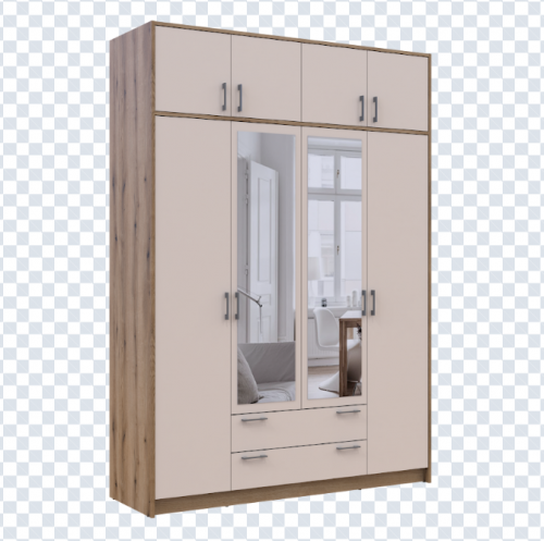 Шкаф для одежды DRS- Ронди Дуб Артизан/ Кашемир 4 ДСП 160х52х195/236 