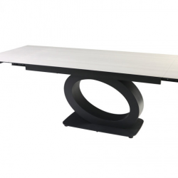 Стол раскладной INI- OVIDIO CERAMIC 160(240)*90 белый дуб/ черный каркас