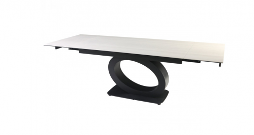 Стол раскладной INI- OVIDIO CERAMIC 160(240)*90 белый дуб/ черный каркас