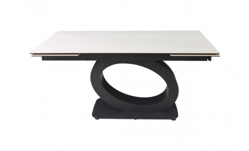 Стол раскладной INI- OVIDIO CERAMIC 160(240)*90 белый дуб/ черный каркас