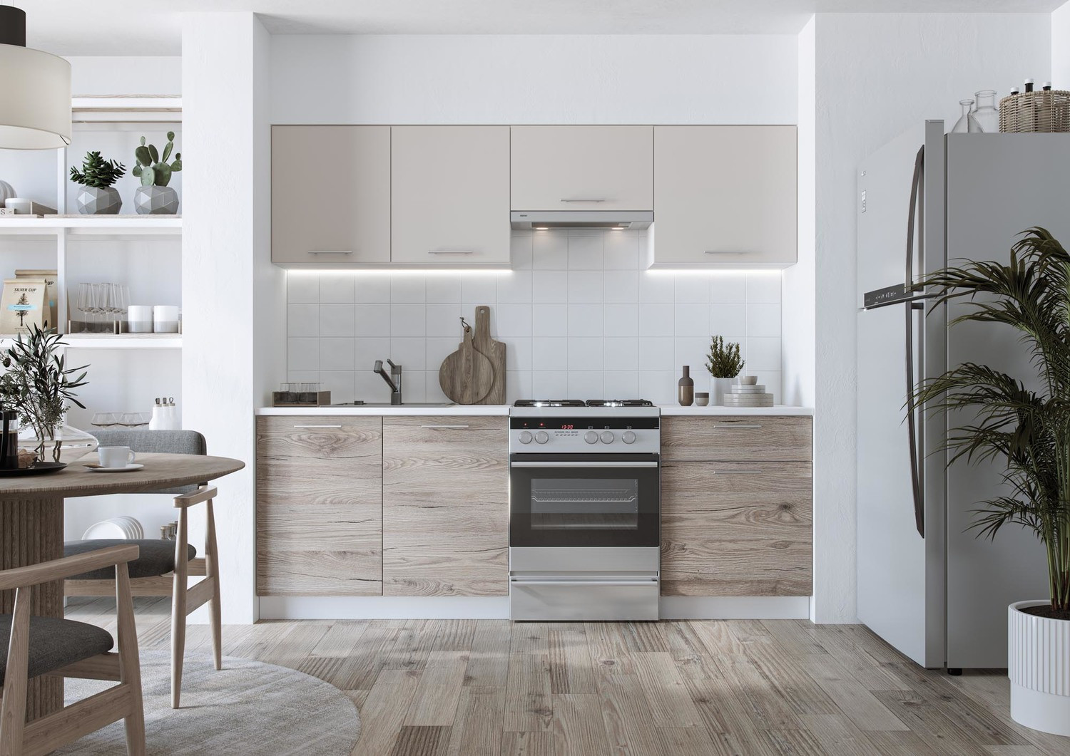 Кухня прямая HALMAR KATIA 220 (дуб сан-марино/бежевый)