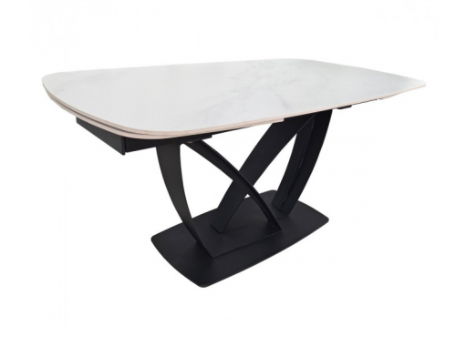 Стол раскладной INI- TYLER CERAMIC 160(240)*90 белый мат/ черный каркас  