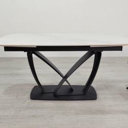 Стол раскладной INI- TYLER CERAMIC 160(240)*90 белый мат/ черный каркас  