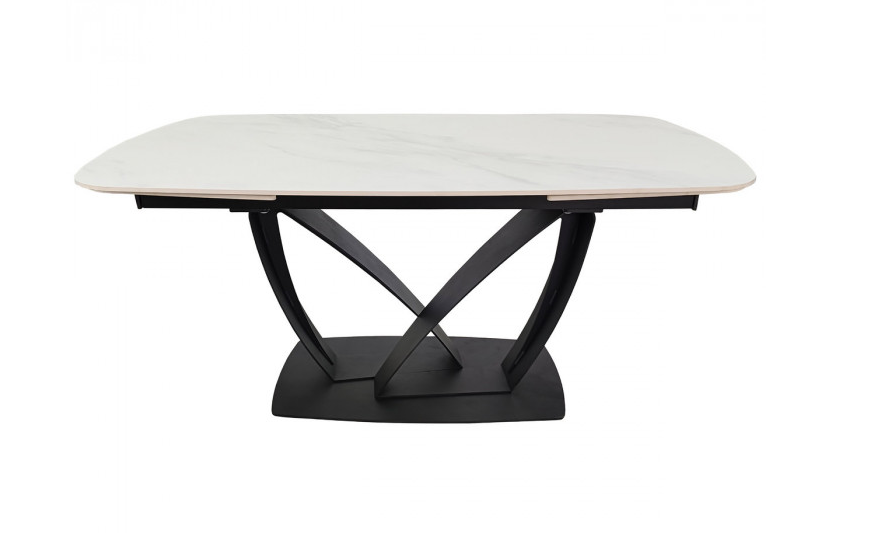 Стол раскладной INI- TYLER CERAMIC 160(240)*90 белый мат/ черный каркас  