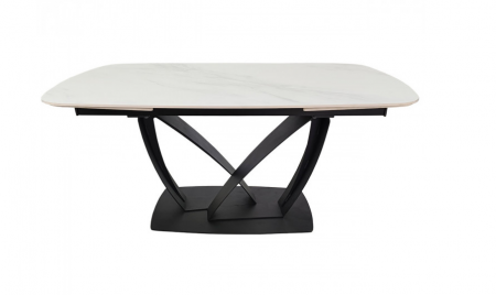Стол раскладной INI- TYLER CERAMIC 160(240)*90 белый мат/ черный каркас  