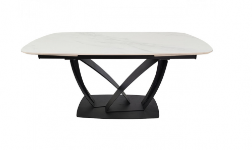 Стол раскладной INI- TYLER CERAMIC 160(240)*90 белый мат/ черный каркас  
