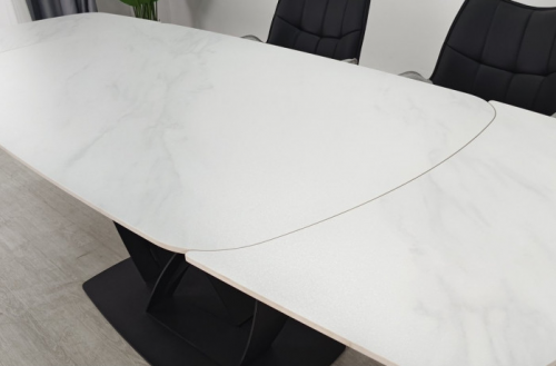 Стол раскладной INI- TYLER CERAMIC 160(240)*90 белый мат/ черный каркас  