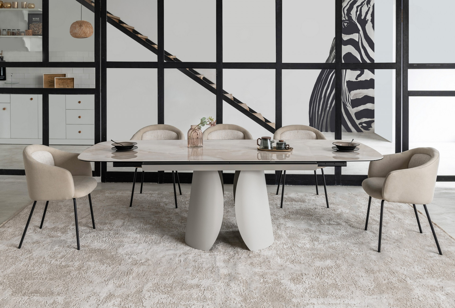 Стол керамический раскладной VTR- TML-1320 (Лунаріо) (айвори оникс/айвори)