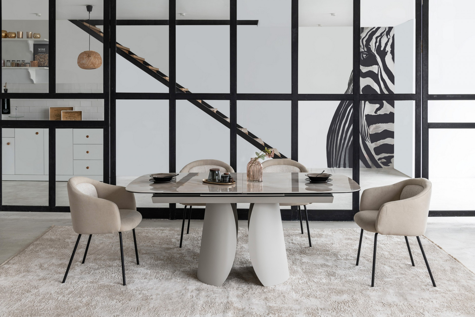 Стол керамический раскладной VTR- TML-1320 (Лунаріо) (айвори оникс/айвори)