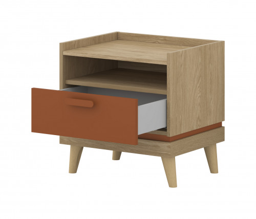 Тумбочка прикроватная Helvetia SCANDI 24D5OH22 (дуб/кирпич)