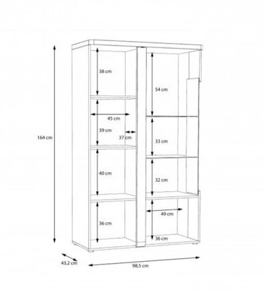 Витрина на 2 двери Forte TULUZA TUZV621B (дуб артизан/белый глянец)