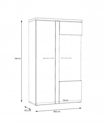 Витрина на 2 двери Forte TULUZA TUZV621B (дуб артизан/белый глянец)