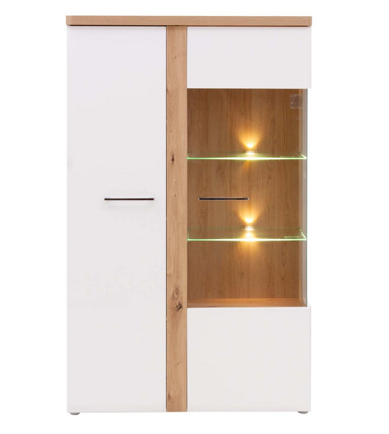 Витрина на 2 двери Forte TULUZA TUZV621B (дуб артизан/белый глянец)