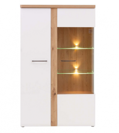 Витрина на 2 двери Forte TULUZA TUZV621B (дуб артизан/белый глянец)