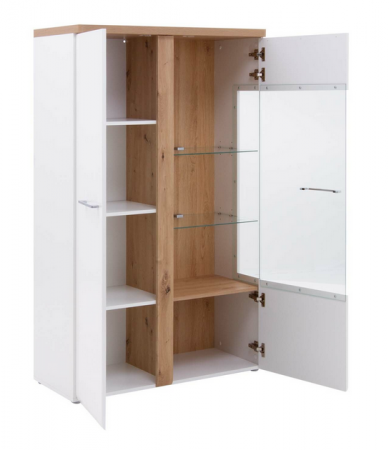 Витрина на 2 двери Forte TULUZA TUZV621B (дуб артизан/белый глянец)