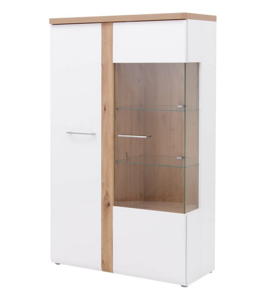 Витрина на 2 двери Forte TULUZA TUZV621B (дуб артизан/белый глянец)