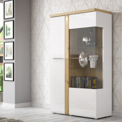 Витрина на 2 двери Forte TULUZA TUZV621B (дуб артизан/белый глянец)