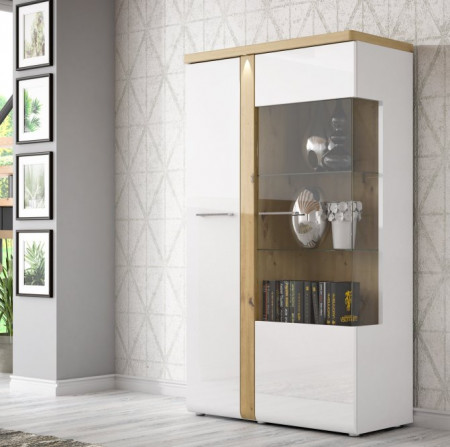 Витрина на 2 двери Forte TULUZA TUZV621B (дуб артизан/белый глянец)