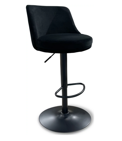 Барный стул поворотный CRV- Naive Black moon velvet black base, регулируемый по высоте