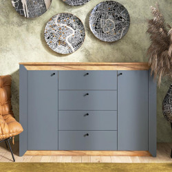 Большой комод EVR- Нордик-1400 дуб крафт золотой + фасад графит