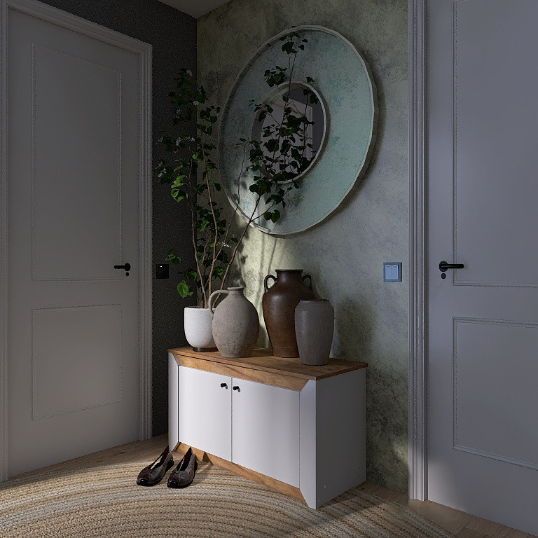 Тумба для обуви в прихожую EVR- Нордик-980 2Д дуб крафт золотой + белый