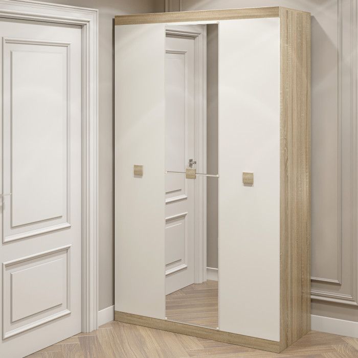 Шкаф распашной на 3 двери EVR- Соната-1200 дуб Сонома + фасад белый