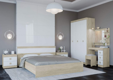 Шкаф распашной на 3 двери EVR- Соната-1200 дуб Сонома + фасад белый