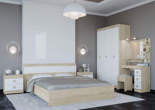 Шкаф распашной на 3 двери EVR- Соната-1200 дуб Сонома + фасад белый