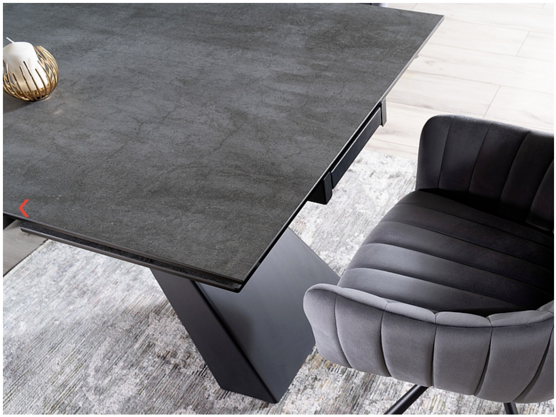 Стол раскладной PL- SIGNAL SALVADORE CERAMIC 160(240)*90 серый мрамор/ черный мат