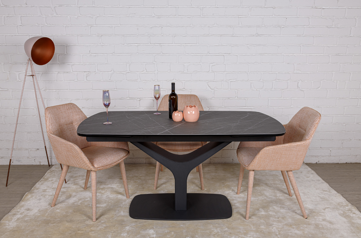 Стол обеденный NL- VULCAN oval (керамика серый антрацит)   