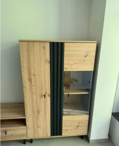 Витрина низкая Perfect Home Мадис / Madis 2-дверная 2D1W/90 Дуб артизан/антрацит