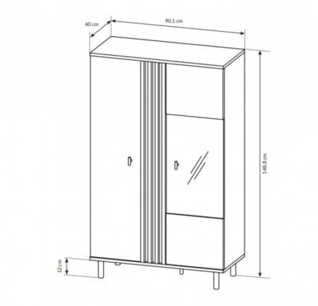 Витрина низкая Perfect Home Мадис / Madis 2-дверная 2D1W/90 Дуб артизан/антрацит