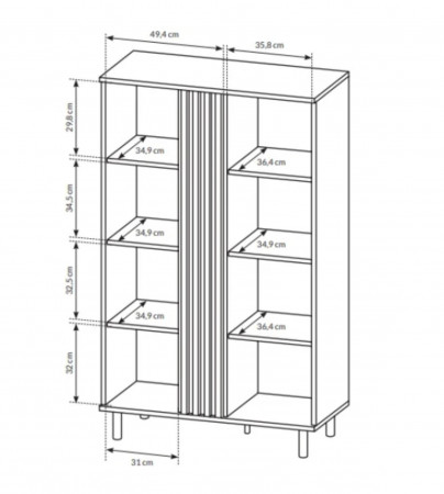 Витрина низкая Perfect Home Мадис / Madis 2-дверная 2D1W/90 Дуб артизан/антрацит