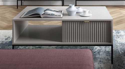 Стол журнальный Perfect Home Новая/Nova с 2 ящиками и черными ножками L104 Серый