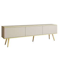 Тумба под ТВ Perfect Home Оро / Oro RTV175 3-дверная с золотыми ножками Бежевый