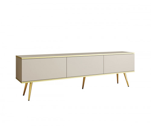 Тумба под ТВ Perfect Home Оро / Oro RTV175 3-дверная с золотыми ножками Бежевый