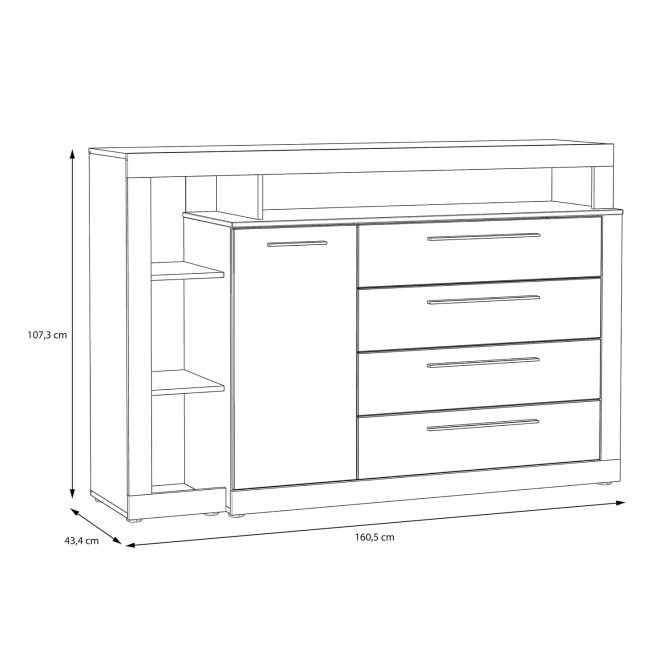 Комод 1D4S левый Forte BELLEVUE BLQK351L