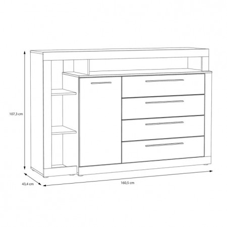 Комод 1D4S левый Forte BELLEVUE BLQK351L