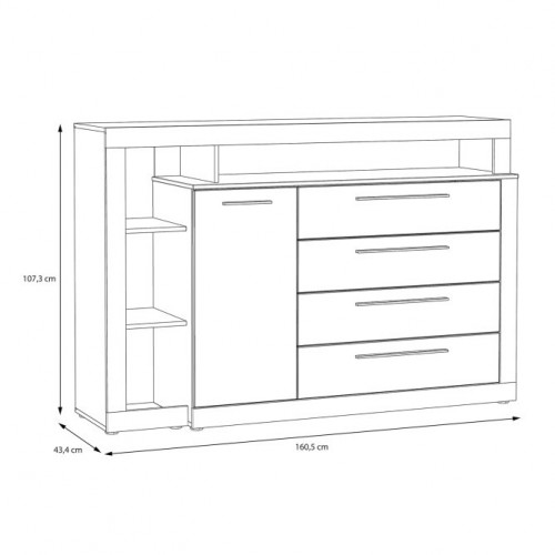 Комод 1D4S левый Forte BELLEVUE BLQK351L