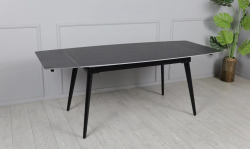 Стол раскладной TOP- Люкс черный мат/черные ноги 140/200