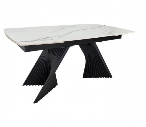 Стол раскладной INI- EDMUND CERAMIC160(240)*90 белый мат/ черный каркас   