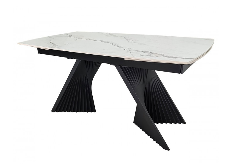 Стол раскладной INI- EDMUND CERAMIC160(240)*90 белый мат/ черный каркас   