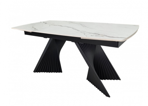 Стол раскладной INI- EDMUND CERAMIC160(240)*90 белый мат/ черный каркас   